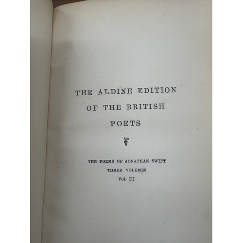 57 - Set Antique hardback books, The Rambler Vol I, II, III by S Johnson  LL.D, Set 3 antique Swift Aldin... 