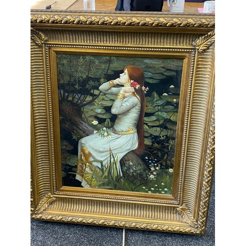 430 - Vintage framed oil on canvas unsigned, Orphelia possibly by John William measures approximately 37 i... 