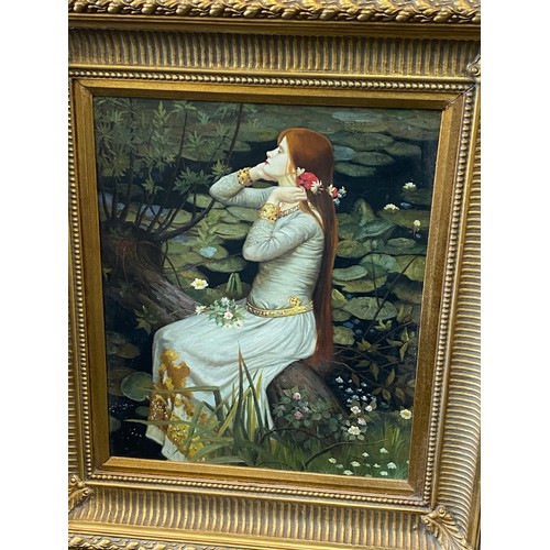 430 - Vintage framed oil on canvas unsigned, Orphelia possibly by John William measures approximately 37 i... 