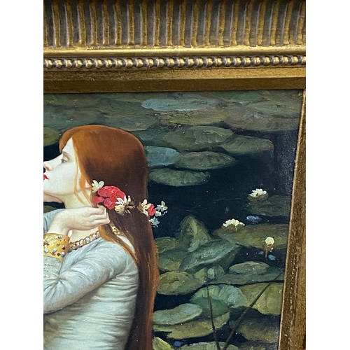 430 - Vintage framed oil on canvas unsigned, Orphelia possibly by John William measures approximately 37 i... 