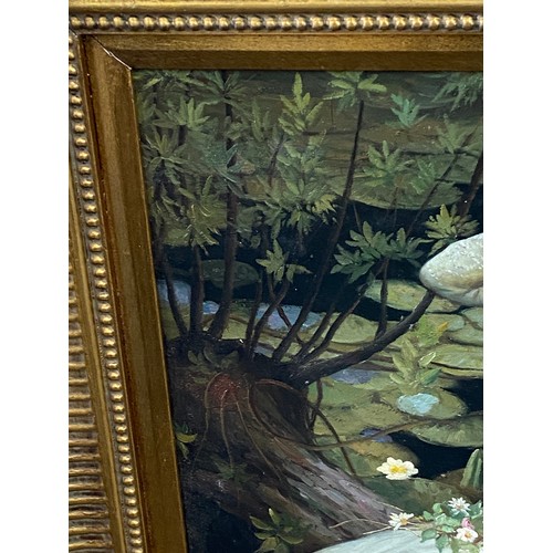 430 - Vintage framed oil on canvas unsigned, Orphelia possibly by John William measures approximately 37 i... 