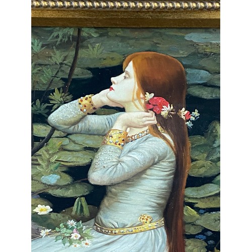 430 - Vintage framed oil on canvas unsigned, Orphelia possibly by John William measures approximately 37 i... 