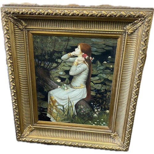 430 - Vintage framed oil on canvas unsigned, Orphelia possibly by John William measures approximately 37 i... 