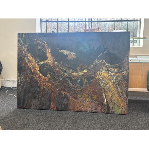 435 - Large Expressional oil on canvas signed Cien Hearf measures approximately 46 inches tall 65 inches w... 