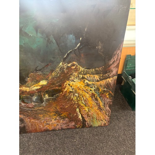 435 - Large Expressional oil on canvas signed Cien Hearf measures approximately 46 inches tall 65 inches w... 