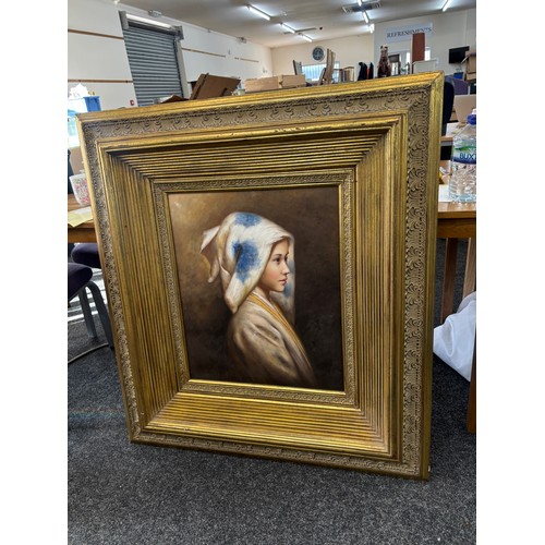 429 - Vintage oil on canvas unsigned possibly by Chinese artist Shen Ming Cun measures approximately 43 in... 