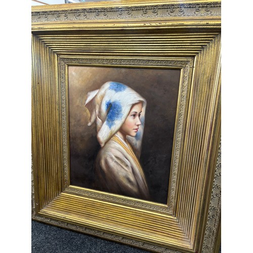 429 - Vintage oil on canvas unsigned possibly by Chinese artist Shen Ming Cun measures approximately 43 in... 