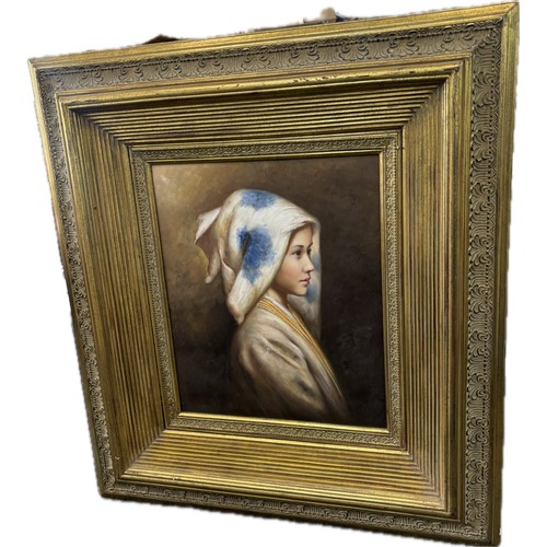 429 - Vintage oil on canvas unsigned possibly by Chinese artist Shen Ming Cun measures approximately 43 in... 