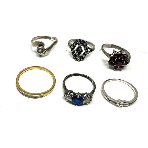 6 Vintage silver rings