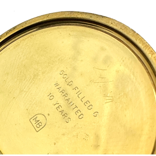 396 - Antique art deco gold plated slimline open face pocket watch  the watch is ticking