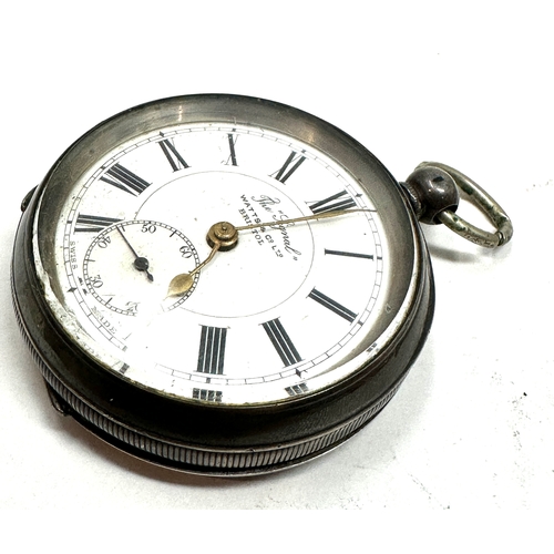 398 - Antique 935 silver open face pocket watch watts & co ltd bristol  the watch is not ticking tghe bala... 
