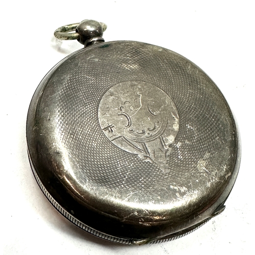 398 - Antique 935 silver open face pocket watch watts & co ltd bristol  the watch is not ticking tghe bala... 