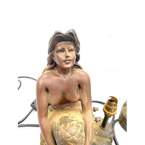 42 - Pair mermaid resin table lamps, both untested