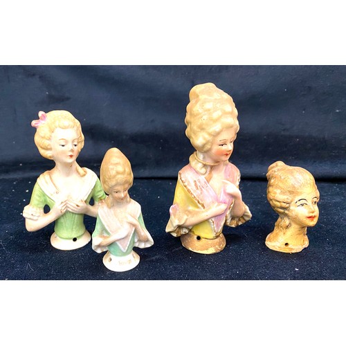 518 - Selection of 4 vintage half dolls/ pin cushion