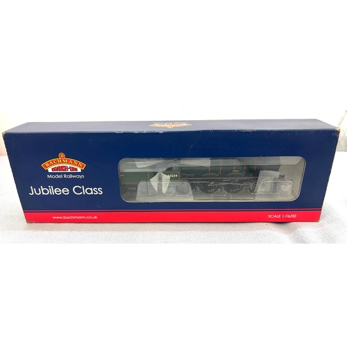 116 - Boxed Bachmann Branch-line Jubilee class 45659 drake BR Green late crest, damp damage to box