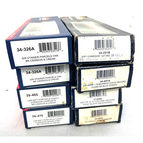 127 - 8 boxed Bachmann Branch line train carriages to include Stanier Parcels VAN, Porthole Coaches, Subur... 