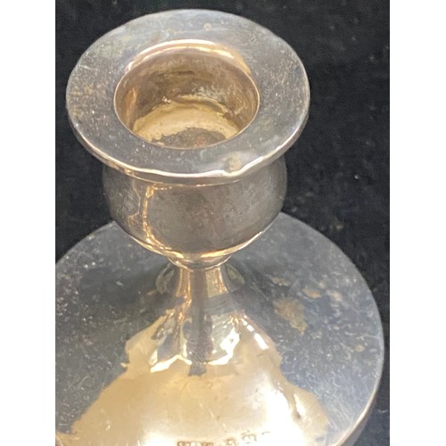 448 - Pair 1936 silver candlesticks, one other silver candlestick, tallest measures approximately 3 inches