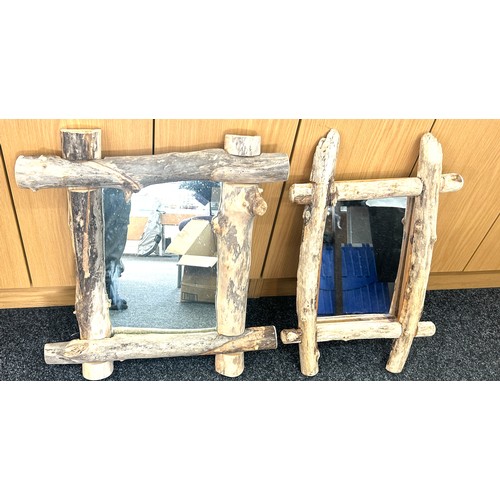 37 - Two driftwood mirrors largest measures approximately 24 inches tall 22 inches wide