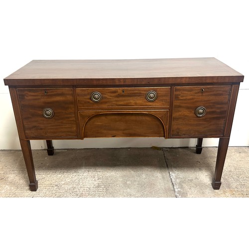 397 - Antique mahogany inlaid regency sideboard measures approximately: 36 inches tall x 59 wide and 22 de... 