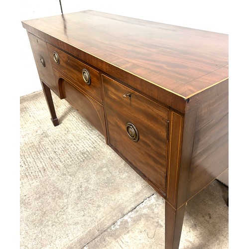 397 - Antique mahogany inlaid regency sideboard measures approximately: 36 inches tall x 59 wide and 22 de... 