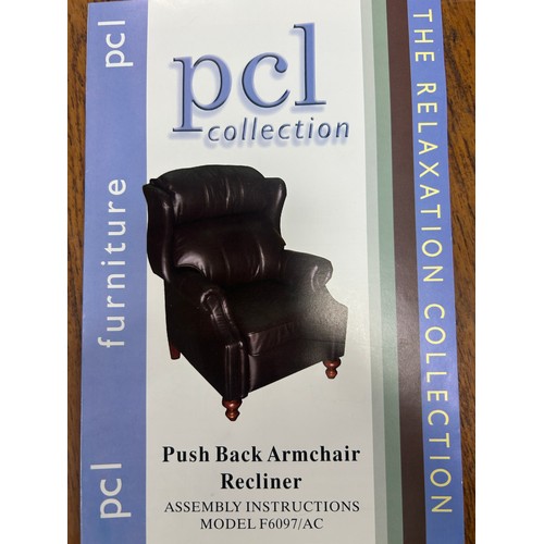 409 - PCL collection burgundy push back arm chair recliner model F6097/AC, brand new in box