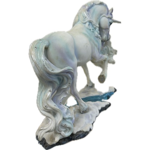43 - Original boxed Nemesis Now B4077M8 Pure Spirit Unicorn ornament measures approximately 24cm long