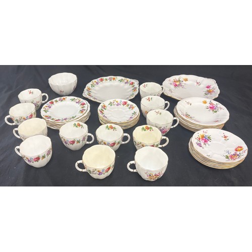243 - Selection of Royal Crown Derby cups, saucers, cake and side plates all with the Derby  Posies patter... 