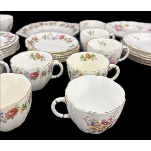 243 - Selection of Royal Crown Derby cups, saucers, cake and side plates all with the Derby  Posies patter... 