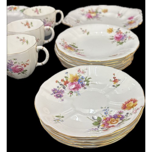 243 - Selection of Royal Crown Derby cups, saucers, cake and side plates all with the Derby  Posies patter... 