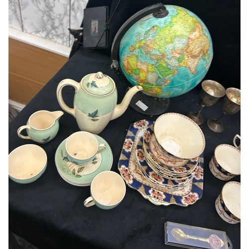 360 - Selection of miscellaneous to include vintage part tea services, stoneware jug, cuckoo clock, etc