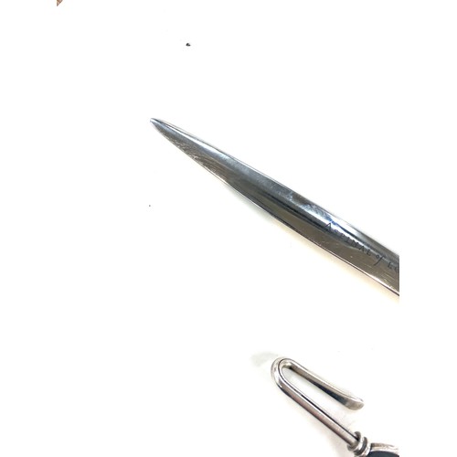 454 - Silver handled Aspinal of London letter opener and a silver tie clip