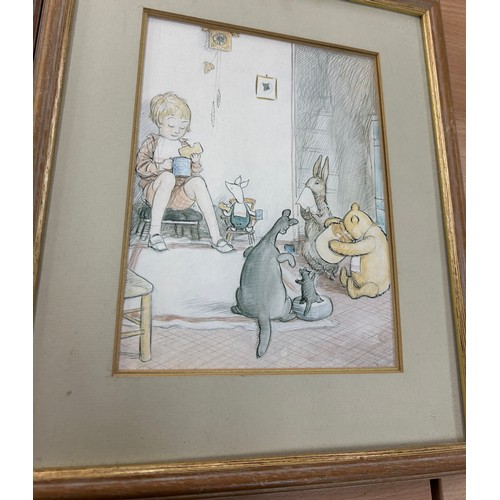 Two framed artwork prints illustrated by E.H.Shepard one titled ...