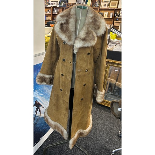 266 - Vintage ladies luxury fur and suede coat maker Kestila