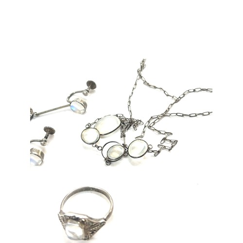 524 - Selection of silver and moonstone jewellery includes drop earrings, ring etc