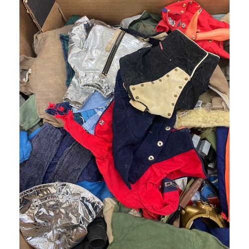 303 - Large lot of vintage action man clothes and accessories to include boots, weapons etc