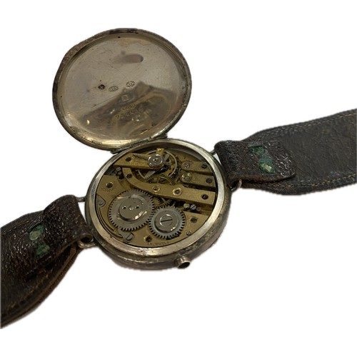 508 - WW1 vintage trench watch with silver case diameter approximately: 34mm, sold as found