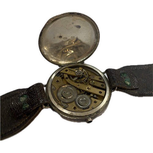 508 - WW1 vintage trench watch with silver case diameter approximately: 34mm, sold as found