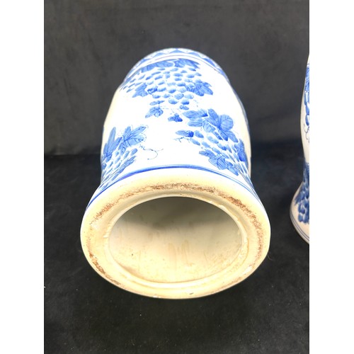 159 - 2 Blue and white ceramic stools, approximate measurements: Height 16 inches, Diameter 11 inches