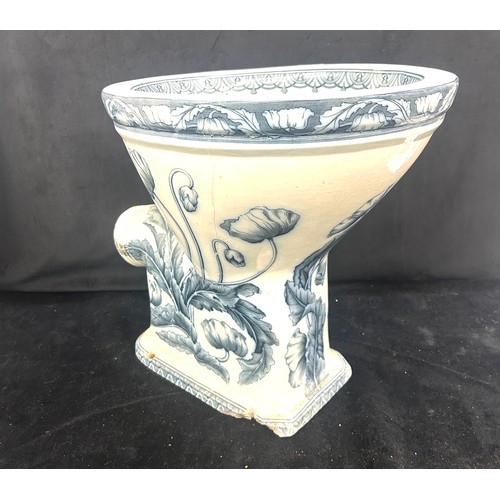 163 - Flow blue subitus toilet made by Arthur E Briggs damage to base, art nouveau style height 17 inches ... 