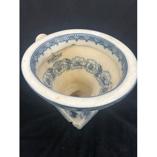 163 - Flow blue subitus toilet made by Arthur E Briggs damage to base, art nouveau style height 17 inches ... 