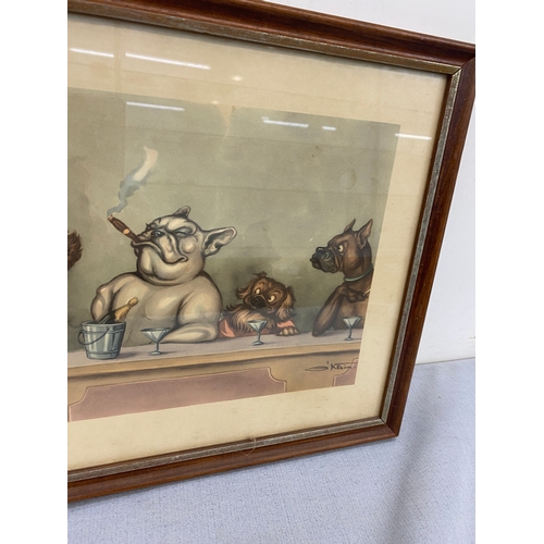127 - Signed framed Dirty dog series print by Borris Oklien 