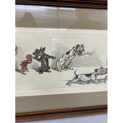 128 - Signed framed Dirty dog series print by Borris Oklien 11 inches tall 23 inches wide