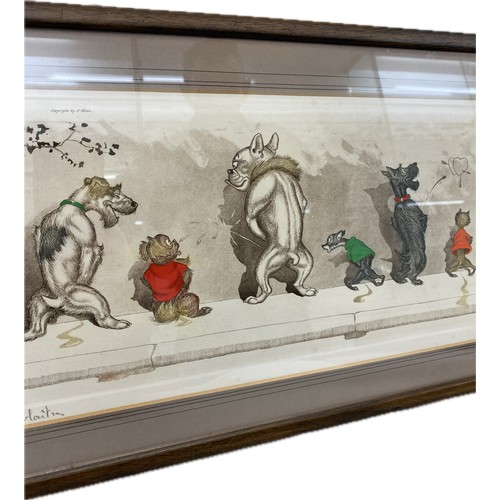 132 - Signed framed Dirty dog series print by Borris Oklien 11 inches tall 21,5 inches wide