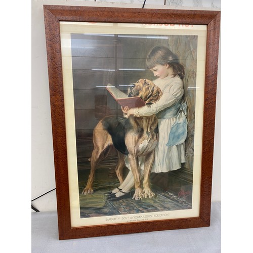 150 - Vintage framed pears print Naughty boy or 