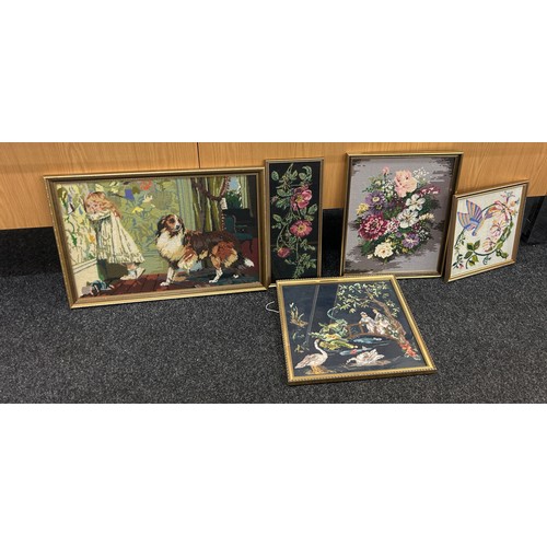 145 - Selection of framed modern Tapestry largest measures approximately 27 inches wide by 19 inches long