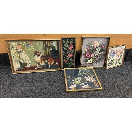 145 - Selection of framed modern Tapestry largest measures approximately 27 inches wide by 19 inches long