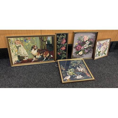 145 - Selection of framed modern Tapestry largest measures approximately 27 inches wide by 19 inches long