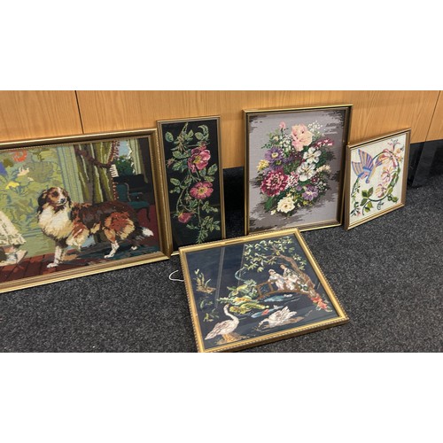 145 - Selection of framed modern Tapestry largest measures approximately 27 inches wide by 19 inches long