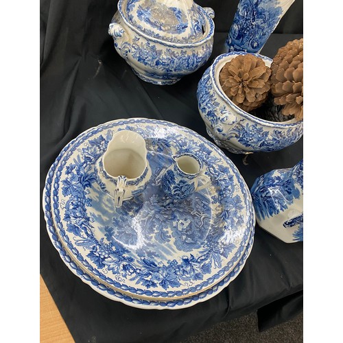 173 - Selection of vintage blue and white Booths British scenery pottery includes Vases etc