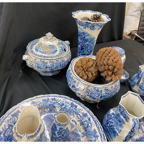 173 - Selection of vintage blue and white Booths British scenery pottery includes Vases etc